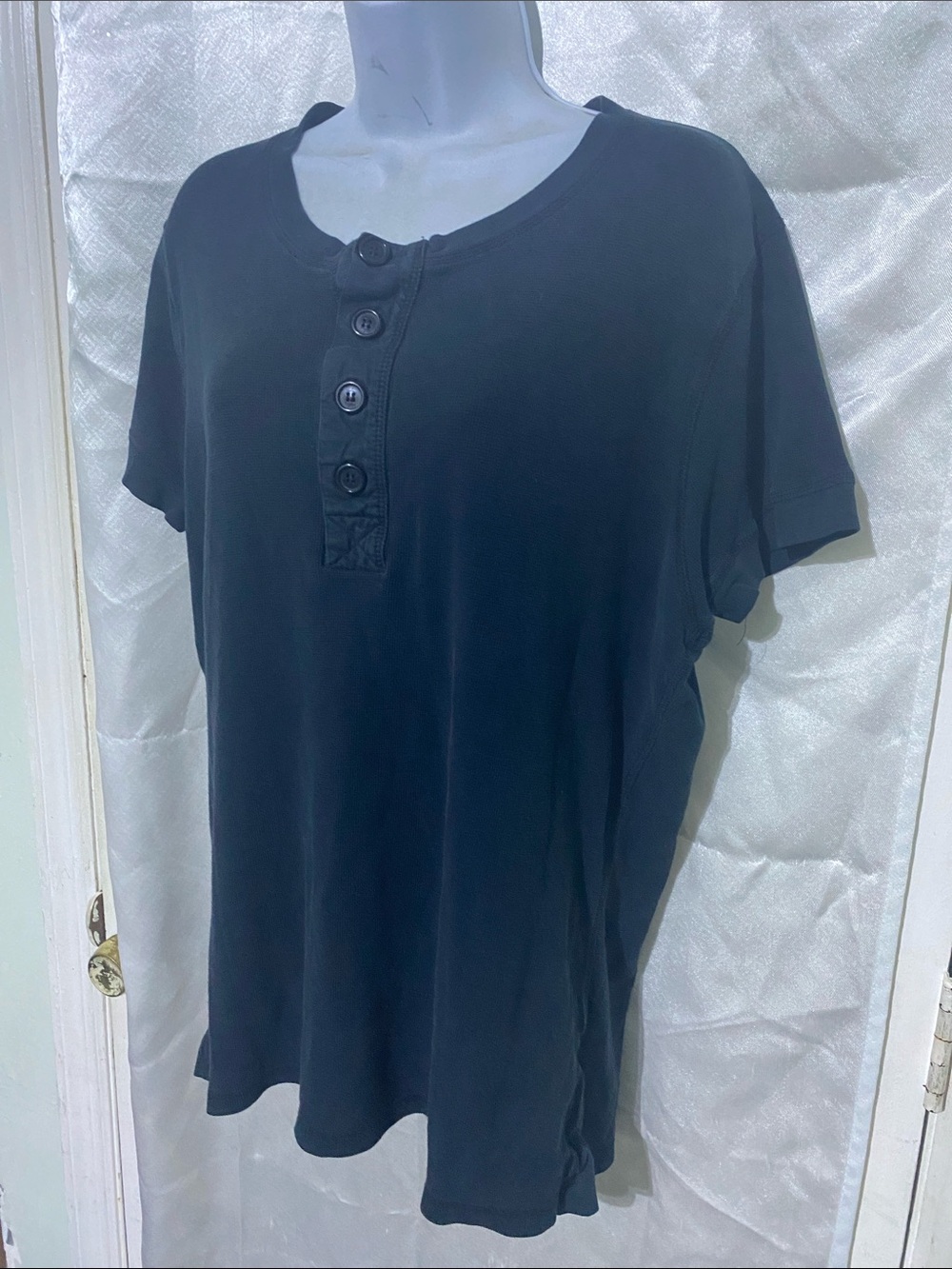 Mens Classic Black Short-Sleeve Henley Top by Burberry